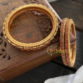 Single Line Kundan Bangle-Triangle -Orange Glossy-G3646